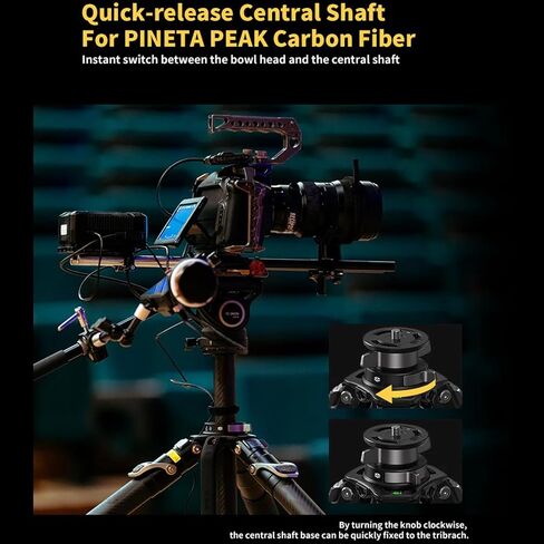 YC Onion PINETA Peak Carbon Fiber Tripod with Coconut 75mm Bowl Head+FH75S Fluid Head, 35kg/77lbs Payload with Bowl Head, Adjustable Legs, One Step Release Travel Camera Tripod for Mirrorless, DSLR in Kuwait