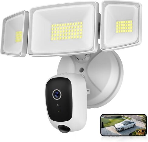 Onforu Hardwired Floodlight Camera Outdoor, Flood Light Security Cam Black | 5500LM 2K HD with Motion Sensor, Color Night Vision, 2-Way Audio, Built-in Siren, 24/7 Record, 2.4GHz WiFi, Works with Alexa in Saudi Arabia