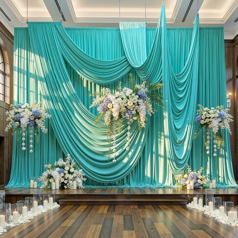 50x12 ft Burgundy Backdrop Curtains for Weddings, Birthdays and Photos | 10 Panels 5x12 ft, Wrinkle-Free Polyester Drapes, Washable, Ironable, 4 in Rod Pocket for Baby Showers Photography in Saudi Arabia