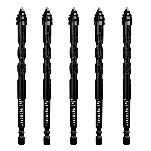 10pc Black 3/16" Serrated Eccentric Masonry Drill Bit, 5mm Serrated Concrete Drill Bit Set for Ceramic Tile Brick Glass Plastic Marble and Wood in Kuwait
