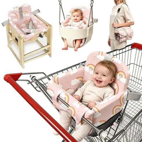 Padded Shopping Cart Seat Cover for Baby，High Chair Cover and Swing Outdoor | Adjustable Grocery Cart Cover for Baby Infant,Machine Washable Infant Toddler Buggy Seat Cover,High Back Bucket,Dinosaurs in Kuwait