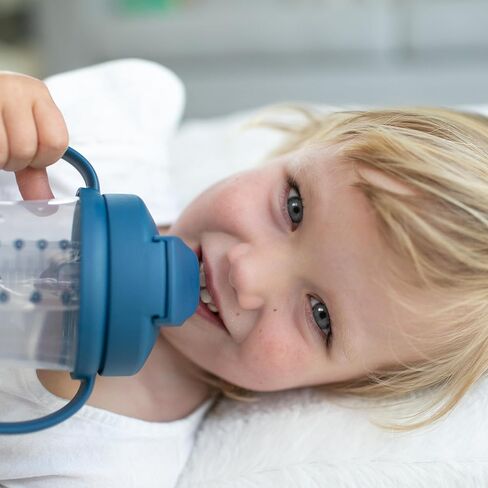 Dr. Brown's Milestones Baby's First Straw Cup, Training Cup with Weighted Straw, 9 oz/270 mL, BPA-free, 6m+, Dark Blue/Olive Green, 2-Pack in Kuwait