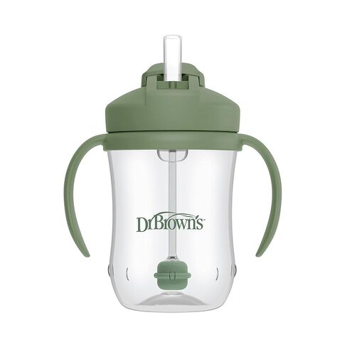 Dr. Brown's Milestones Baby's First Straw Cup, Training Cup with Weighted Straw, 9 oz/270 mL, BPA-free, 6m+, Dark Blue/Olive Green, 2-Pack in Kuwait