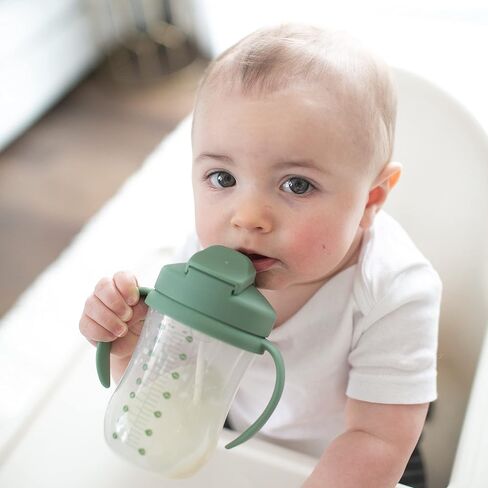 Dr. Brown's Milestones Baby's First Straw Cup, Training Cup with Weighted Straw, 9 oz/270 mL, BPA-free, 6m+, Dark Blue/Olive Green, 2-Pack in Kuwait