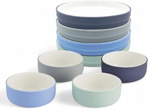 Elk and Friends Kids Porcelain Mealtime Bundle | 8 Pcs Dinnerware Set | Plates & Bowls | Microwave & Dishwasher Safe in Kuwait