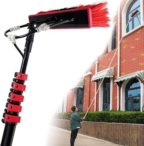 Extendable Water Fed Pole Kit 39ft Telescopic Window Cleaning Brush for Solar Panels & Siding Outdoor Washing System with Spray Washer for Effortless Cleaning in Kuwait