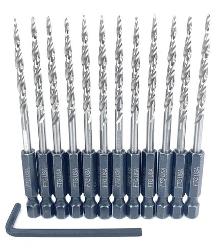 FTG USA 3Pc #4 (7/64") Replacement Countersink Drill Bit Set Tapered Bits | All-same-size: 3 of #4(7/64"). HSS M2 Maximum Torque 2.0 hex shank replacement counter sink drill bit for wood in Kuwait