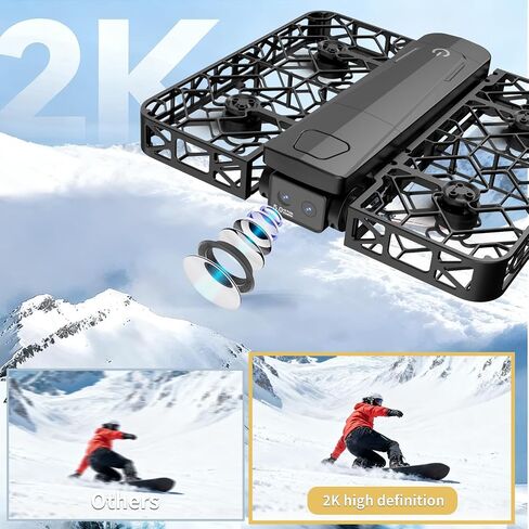 Folding Selfie Drone with 2K HD Camera Gesture Control & Auto Follow Me Quadcopter Waypoint Flight, Stunt Mode, 360° Protection, One-Key Operation，For Adults Gesture Control in Kuwait