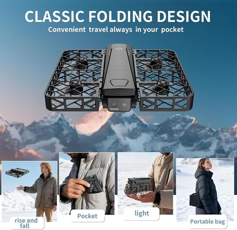Folding Selfie Drone with 2K HD Camera Gesture Control & Auto Follow Me Quadcopter Waypoint Flight, Stunt Mode, 360° Protection, One-Key Operation，For Adults Gesture Control in Kuwait