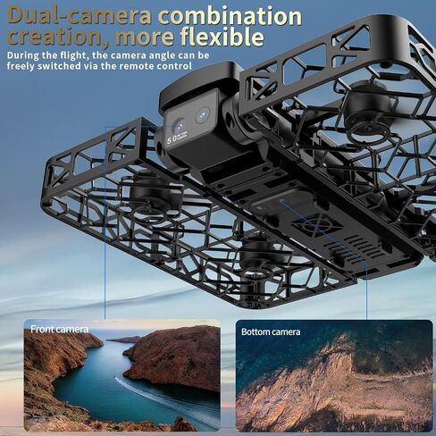 Folding Selfie Drone with 2K HD Camera Gesture Control & Auto Follow Me Quadcopter Waypoint Flight, Stunt Mode, 360° Protection, One-Key Operation，For Adults Gesture Control in Kuwait