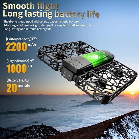 Folding Selfie Drone with 2K HD Camera Gesture Control & Auto Follow Me Quadcopter Waypoint Flight, Stunt Mode, 360° Protection, One-Key Operation，For Adults Gesture Control in Kuwait