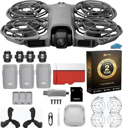 DJI Neo 2 with 2-Year Warranty & Fly More Combo | 3-Battery 4K FPV Drone Bundle | Includes 128GB MicroSD & USB 3.0 Card Reader in Kuwait