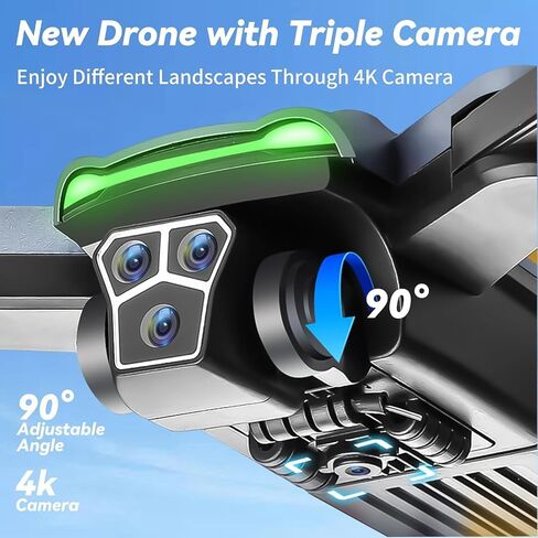 S166 Drone with Camera 4K for Adults, Professional GPS Drone with Auto Return, 4-Way Obstacle Avoidance, Follow Me, 60 Mins Flight Time (3 Batteries), Foldable RC Quadcopter with Case(Standard) in Kuwait
