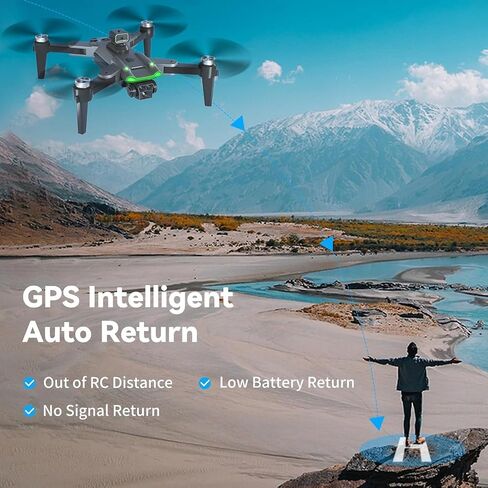 S166 Drone with Camera 4K for Adults, Professional GPS Drone with Auto Return, 4-Way Obstacle Avoidance, Follow Me, 60 Mins Flight Time (3 Batteries), Foldable RC Quadcopter with Case(Standard) in Kuwait