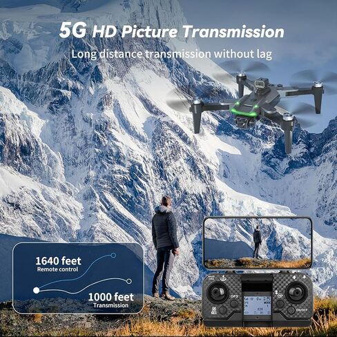 S166 Drone with Camera 4K for Adults, Professional GPS Drone with Auto Return, 4-Way Obstacle Avoidance, Follow Me, 60 Mins Flight Time (3 Batteries), Foldable RC Quadcopter with Case(Standard) in Kuwait