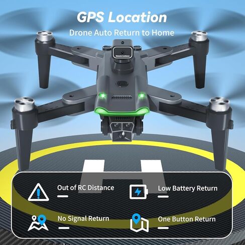 S166 Drone with Camera 4K for Adults, Professional GPS Drone with Auto Return, 4-Way Obstacle Avoidance, Follow Me, 60 Mins Flight Time (3 Batteries), Foldable RC Quadcopter with Case(Standard) in Kuwait