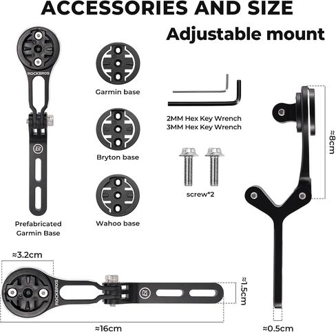 ROCKBROS Bike Computer Mount Aluminum Integrated & Angle Adjustable Bicycle | Cycling Out-Front Computer Mount,Ultralight,Easy Setup,Compatible with Garmin, Bryton, Wahoo,Go Pro,Road bikes in Kuwait