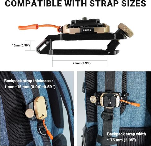 YUANYU Camera Clip with Quick Release Plate, 90° Adjustable Angle Aluminum for Sony, Nikon, Fuji, DSLR Action Camera Backpack Belt Holster Compatible with Gopro DJI OSMO in Kuwait