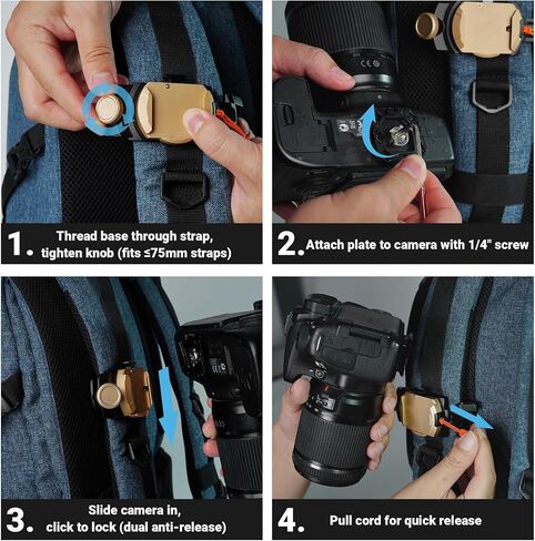 YUANYU Camera Clip with Quick Release Plate, 90° Adjustable Angle Aluminum for Sony, Nikon, Fuji, DSLR Action Camera Backpack Belt Holster Compatible with Gopro DJI OSMO in Kuwait