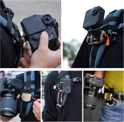 YUANYU Camera Clip with Quick Release Plate, 90° Adjustable Angle Aluminum for Sony, Nikon, Fuji, DSLR Action Camera Backpack Belt Holster Compatible with Gopro DJI OSMO in Kuwait