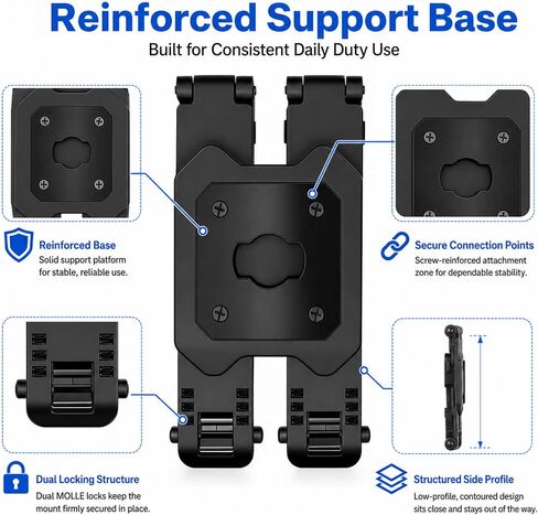 MOLLE Body Camera Mount for Axon Body 2/3/4, Two-Point Support | Two-Point Body Camera Holder for MOLLE/PALS Vests, Quick-Release Dual Clips Help Reduce Wobble During Police Patrol Duty in Kuwait