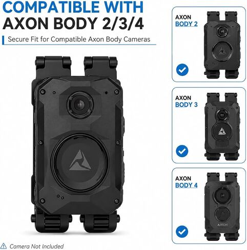 MOLLE Body Camera Mount for Axon Body 2/3/4, Two-Point Support | Two-Point Body Camera Holder for MOLLE/PALS Vests, Quick-Release Dual Clips Help Reduce Wobble During Police Patrol Duty in Kuwait