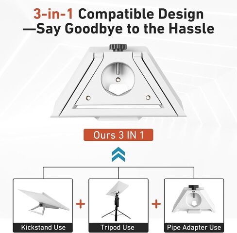 Canvcle Starlink Mini Tripod Adapter — 3-in-1 Mini Kickstand & Pipe Adapter & Tripod Adapter, Replacement Mount Works for Starlink Mini (1/4" - 3/8"), Fits Tripods, Camera Stands & Clamp Mounts in Kuwait