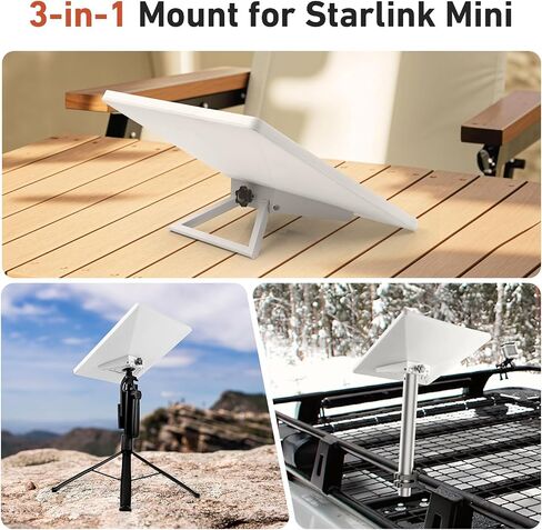 Canvcle Starlink Mini Tripod Adapter — 3-in-1 Mini Kickstand & Pipe Adapter & Tripod Adapter, Replacement Mount Works for Starlink Mini (1/4" - 3/8"), Fits Tripods, Camera Stands & Clamp Mounts in Kuwait