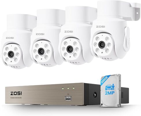 ZOSI 2Pack 2.0MP HD 1080P Security Cameras Kit, 80ft Night Vision, Indoor Outdoor Home CCTV Dome Cameras for 1080P/5MP/4K HD-TVI Analog DVR System in Kuwait