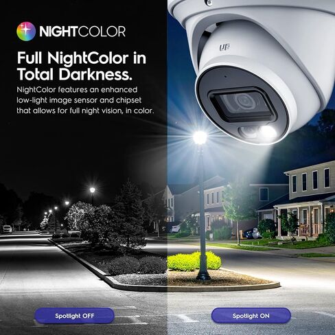Amcrest Refurbished 4K (8MP) IP PoE AI Camera, 49ft Nightcolor, Security Outdoor Turret Camera, Human Detection, Active Deterrent, 4K@15fps REP-IP8M-2779EW-AI (White) (Renewed) in Kuwait