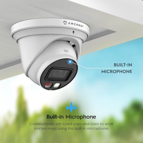 Amcrest Refurbished 4K (8MP) IP PoE AI Camera, 49ft Nightcolor, Security Outdoor Turret Camera, Human Detection, Active Deterrent, 4K@15fps REP-IP8M-2779EW-AI (White) (Renewed) in Kuwait