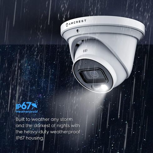 Amcrest Refurbished 4K (8MP) IP PoE AI Camera, 49ft Nightcolor, Security Outdoor Turret Camera, Human Detection, Active Deterrent, 4K@15fps REP-IP8M-2779EW-AI (White) (Renewed) in Kuwait