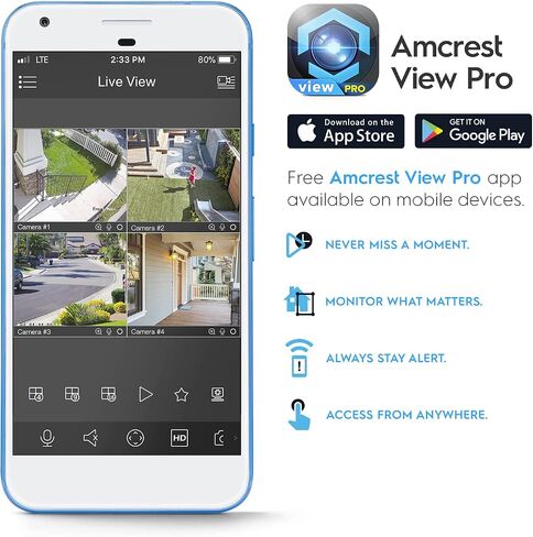 Amcrest Refurbished 4K (8MP) IP PoE AI Camera, 49ft Nightcolor, Security Outdoor Turret Camera, Human Detection, Active Deterrent, 4K@15fps REP-IP8M-2779EW-AI (White) (Renewed) in Kuwait