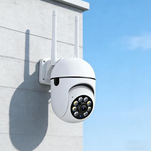 Outdoor Security Camera 1080P Dome 2.4GHz 360° View, Waterproof, Motion Detection and 2-Way Audio for Home Yard Garage, White in Kuwait