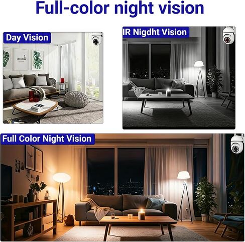 Outdoor Security Camera 1080P Dome 2.4GHz 360° View, Waterproof, Motion Detection and 2-Way Audio for Home Yard Garage, White in Kuwait