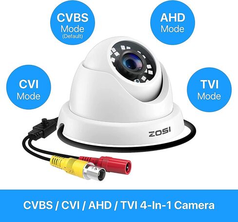 ZOSI 1080P 1920TVL Hybrid 4-in-1 TVI CVI AHD CVBS Security Surveillance CCTV 2.0MP HD Dome Camera Outdoor Indoor Weatherproof 65ft IR Day Night Vision (Renewed) in Kuwait