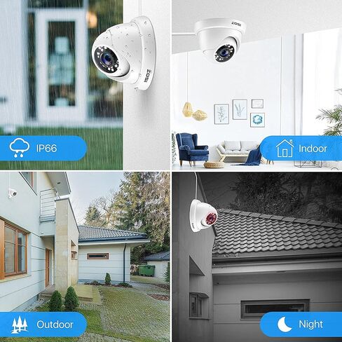 ZOSI 1080P 1920TVL Hybrid 4-in-1 TVI CVI AHD CVBS Security Surveillance CCTV 2.0MP HD Dome Camera Outdoor Indoor Weatherproof 65ft IR Day Night Vision (Renewed) in Kuwait