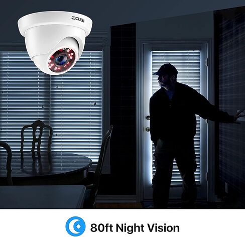 ZOSI 1080P 1920TVL Hybrid 4-in-1 TVI CVI AHD CVBS Security Surveillance CCTV 2.0MP HD Dome Camera Outdoor Indoor Weatherproof 65ft IR Day Night Vision (Renewed) in Kuwait