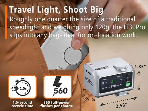 GODOX iT30pro C for Canon - GoDOx IT30 Pro for Canon GODox iT30 PRO GodOX TTL Flash, Wireless Master & Receiver, HSS 1/8000 Second, 2.4G Wireless, Touchscreen, GodOX Flash (Silver) in Kuwait