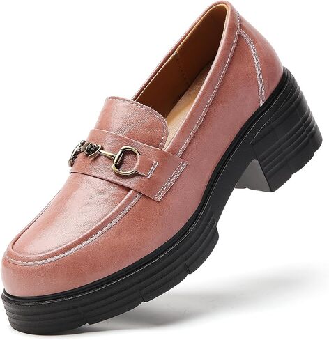 Loafers for Women Slip On Penny Platform Chunky Heeled Loafers Lady | Womens Lug-Sole Loafers Comfortable Non-Slip Design Business & Office Dressy Casual Daily Walking Shoes in Kuwait
