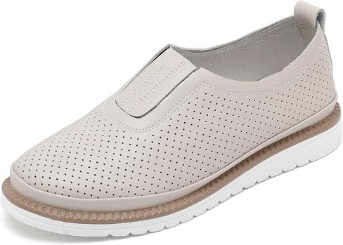 Breathable Slip on Sneakers for Women - Microfiber Leather Perforated Loafers Casual Shoes for Walking,Work,Driving,Nursing,Standing All Day Comfortable in Kuwait