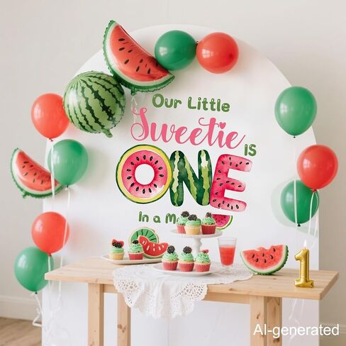 Little Sweetie Is One in a Melon Decal Watermelon 1st Birthday Decoration | One in a Melon Backdrop Watermelon Balloon Arch One in a Melon 1st Birthday Girl in Kuwait