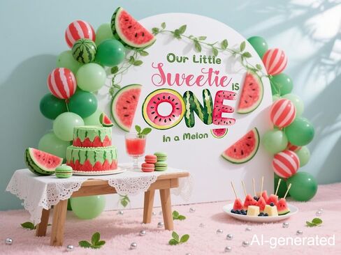 Little Sweetie Is One in a Melon Decal Watermelon 1st Birthday Decoration | One in a Melon Backdrop Watermelon Balloon Arch One in a Melon 1st Birthday Girl in Kuwait
