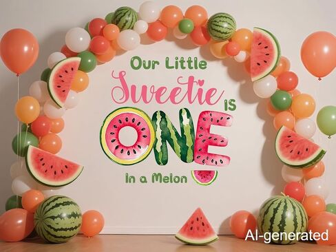 Little Sweetie Is One in a Melon Decal Watermelon 1st Birthday Decoration | One in a Melon Backdrop Watermelon Balloon Arch One in a Melon 1st Birthday Girl in Kuwait