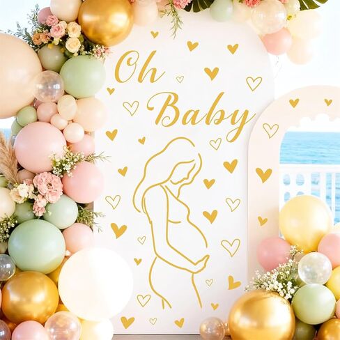 Pregnancy Baby Shower Party Decal Oh Baby Sign Decals for Backdrop Pregnant Gender Reveal Balloon Arch Decal Baby Shower Party Decorations Boy Or Girl Stickers Woman Art Line Mom to Be Party Decor in Kuwait