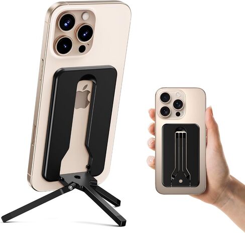 elitehood Mini Magnetic Tripod for iPhone 12/13/14/15/16 & Magsafe Cases, Travel iPhone magnetic Stand for Airplane, Aluminum Portable Small Phone Tripod with Strong Magnet and 1/4" Screw Mount, Black in Kuwait