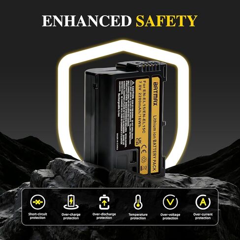 Batmax 2Pcs 2280mAh EN-EL15 EN-EL15B EN-EL15C Battery for Nikon Z5, Z6, Z6 II, Z7, Z7II D780, D850, D7500, 1 V1, D500, D600, D610, D750, D800, D800E, D810, D810A, D7000, D7100, D7200 Digital Cameras in Saudi Arabia