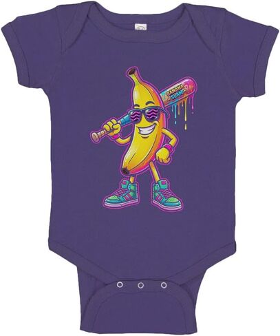 TeesAndTankYou Neon Banana Baseball Baby Infant Bodysuit in Kuwait