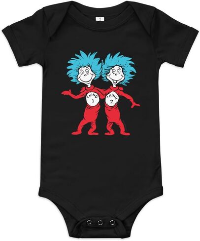 Dr. Seuss "The Cat in the Hat Thing 1 & 2" - Unisex Baby Short Sleve Cotton Bodysuit - Officially Licensed in Kuwait