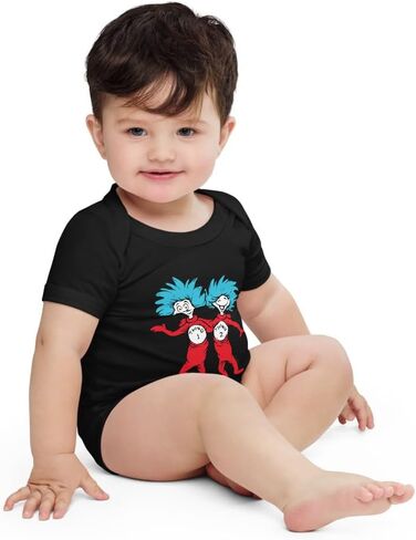 Dr. Seuss "The Cat in the Hat Thing 1 & 2" - Unisex Baby Short Sleve Cotton Bodysuit - Officially Licensed in Kuwait